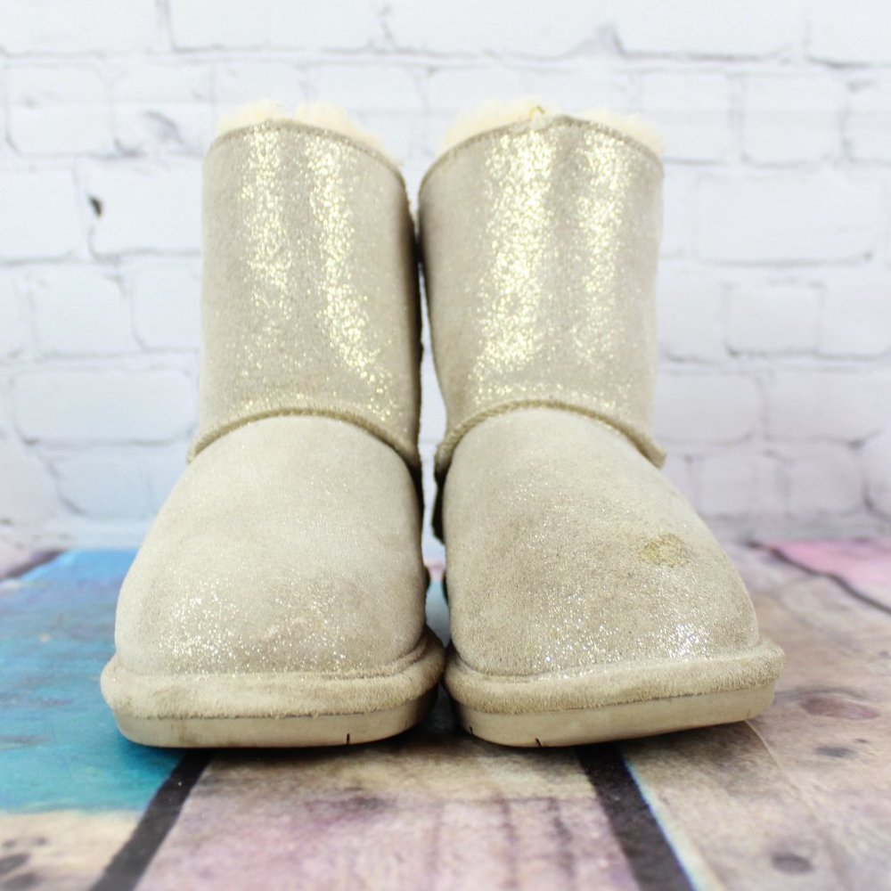 Bear Paw Youth Mia Silver Suede Tassel Back Sheepskin Lined Winter Boots US 3 - Picture 4 of 10
